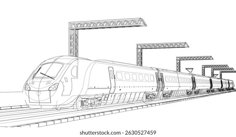 trem elétrico moderno 3d ilustração