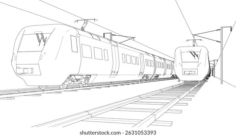  modern electric train 3d illustration