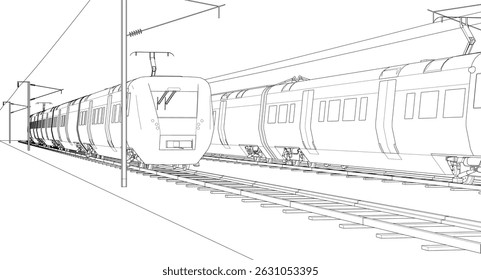  Ilustración 3D de tren eléctrico moderno