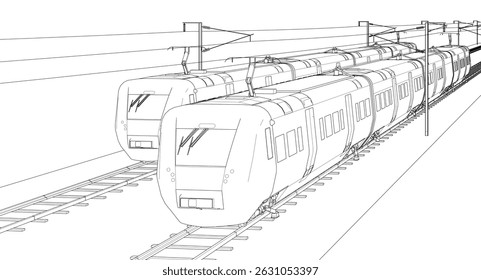  modern electric train 3d illustration
