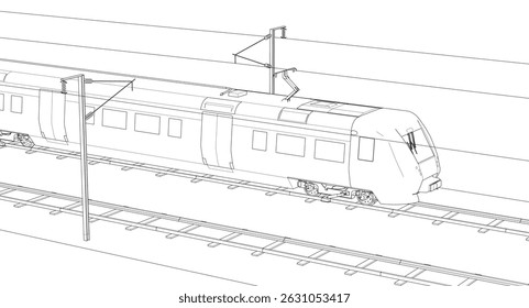  modern electric train 3d illustration