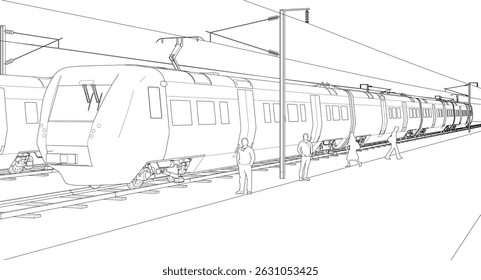  moderne elektrische Zug 3D-Illustration