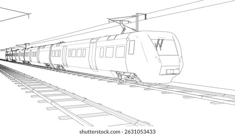  modern electric train 3d illustration