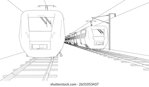  modern electric train 3d illustration