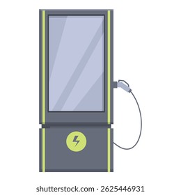 Moderna estação de carregamento de veículos elétricos com uma tela de exibição digital, ideal para publicidade direcionada e promoção de soluções de transporte sustentáveis