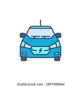 Modernes Elektrofahrzeug oder EV-Vektorsymbol mit farbigem Symbol