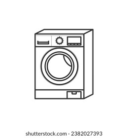 Modern electric Washing Machine vector illustration. Front view of washing machine vector design with shadow.