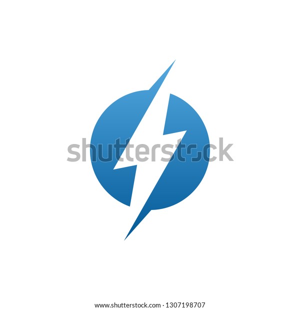 Modern Electrical Blue Lightning Bolt Logo Stock Vector Royalty