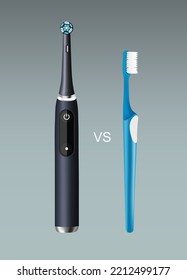 Modern Electrical Toothbrush Vs Old One, Vector Illustration 