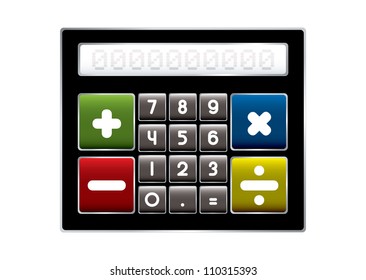 Modern electronic calculator with colorful buttons