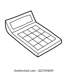 modern electronic calculator lineart vector illustration icon design template with doodle hand drawn style for accounting office and print coloring book