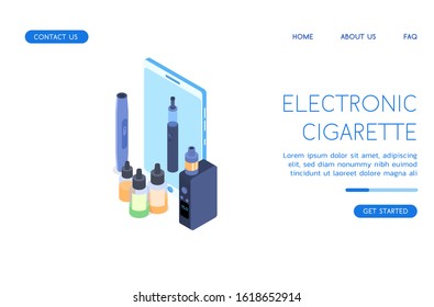Modern Electronic Cigarette vector isometric illustration. 