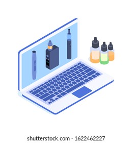 Modern Electronic Cigarette vector isometric illustration. 