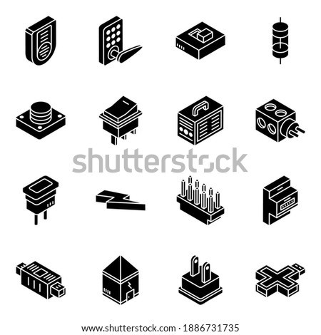 
Modern Electronic Devices Glyph Isometric Icons 