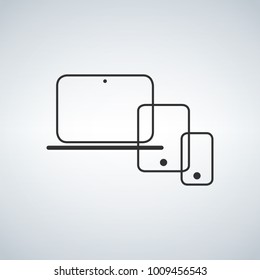 Modern electronic devices. Line style vector illustration
