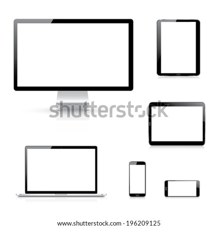Modern electronic devices vector eps10 illustration isolation on white background