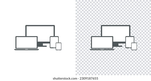 Modern electronic devices.Device icons set: smartphone, tablet, laptop and desktop computer.Responsive digital devices icons set.Vector illustration