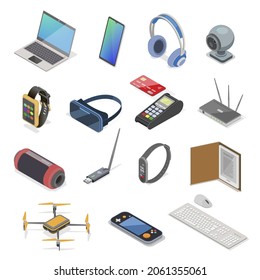 Modern Electronic Gadget Isometric Set Vector Stock Vector (Royalty ...