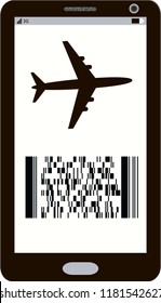 Modern electronic mobile boarding pass icon. Airport ticket on smartphone screen.
