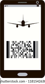 Modern electronic mobile boarding pass icon. Airport ticket on smartphone screen.