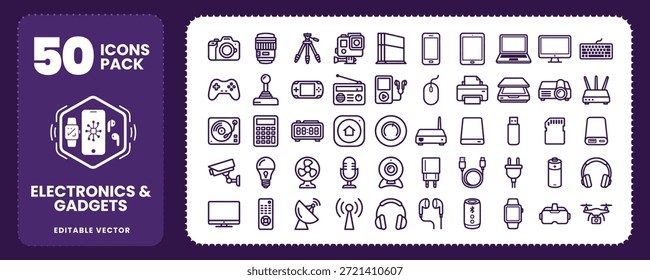 Modernos eletrônicos e ícones de gadgets para layouts de tecnologia