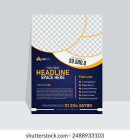 Modern elegance premium real estate flyer design, Creative real estate poster cover magazine template.