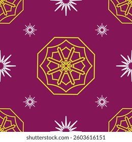 Modern and elegance seamless geometric, minimal Mandala pattern in Magenta and Yellow. Best for fashion, decoration, interior, wallpaper and background.
