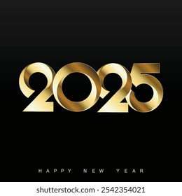 Modern Elegant 2025 New Year Celebration Gold Design .Vector illustration
