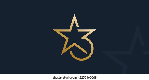 Modern and elegant 3 star logo