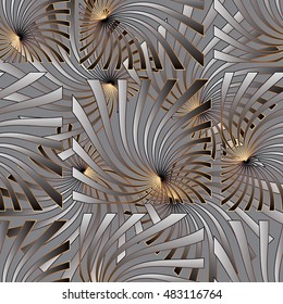 Modern elegant abstract 3d geometric striped vector seamless pattern background illustration .Stylish  luxury endless texture with shadows and highlights.