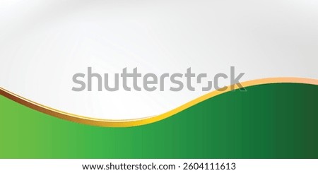 modern and elegant abstract background featuring a smooth wavy design with green and gold accents on a white gradient backdrop. Perfect for business presentations, banners, or corporate branding.