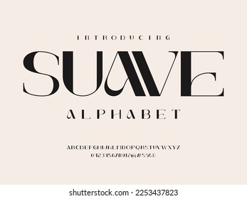 Modern elegant alphabet design with uppercase, numbers and symbol