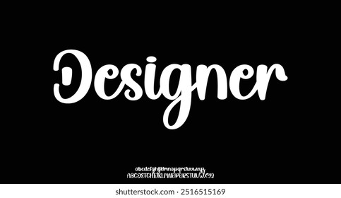 Modern elegant alphabet design with uppercase, numbers and symbol