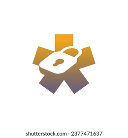 modern and elegant asterisk padlock logo