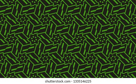 Modern elegant background Triangles, lines.. For your design. Vector seamless pattern in geometric style. Dark green color