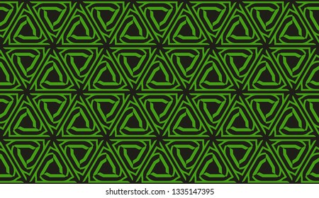 Modern elegant background Triangles, lines.. For your design. Vector seamless pattern in geometric style. Dark green color
