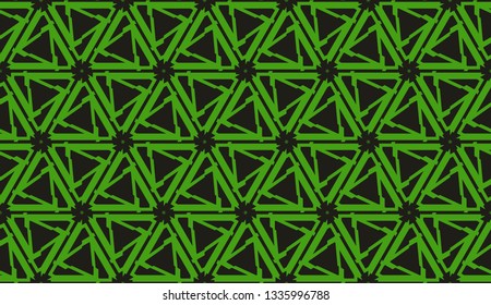 Modern elegant background Triangles, lines.. For your design. Vector seamless pattern in geometric style. Dark green color