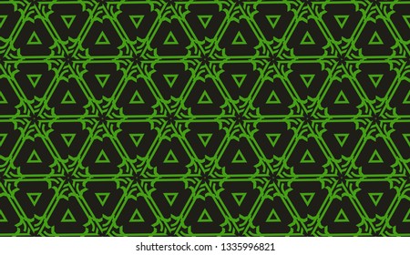 Modern elegant background Triangles, lines.. For your design. Vector seamless pattern in geometric style. Dark green color
