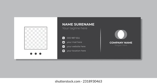 Modern elegant black and white e-mail signature design vector template.