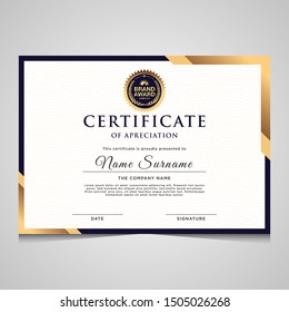 Modern Elegant Blue Gold Diploma Certificate Stock Vector (Royalty Free ...