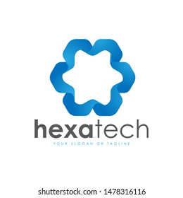 Modern elegant blue gradient hexagon logo. Logo Design inspiration.
