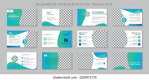 Modern Elegant business presentation template 12-page slide design premium vector