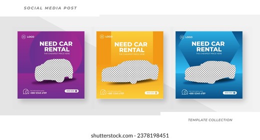 Modern and elegant  car rent social media post template design and sell banner bundle set 