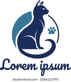 A modern and elegant cat training logo featuring a feline silhouette and a paw icon. Perfect for pet training, veterinary clinics, and animal-related businesses