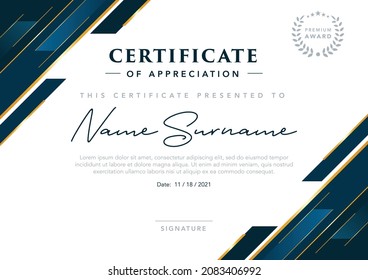 Modern elegant certificate of appreciation template