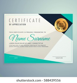 diseño moderno y elegante de certificados con formas geométricas