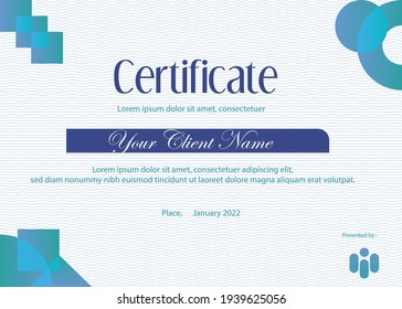 Una plantilla de diseño de certificado moderna y elegante con fondo de trama ondulada y colores frescos