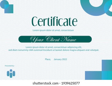 A modern and elegant certificate design template with a wave pattern background and cool colors