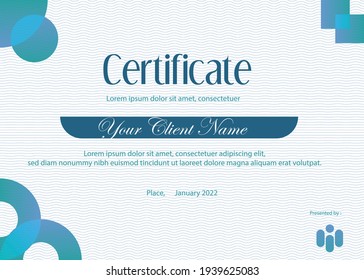 A modern and elegant certificate design template with a wave pattern background and cool colors