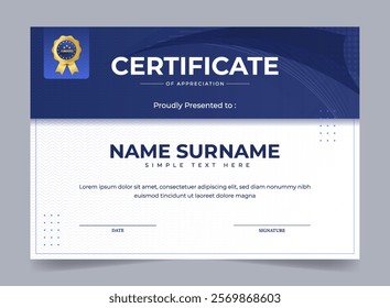 Modern elegant certificate template with badge